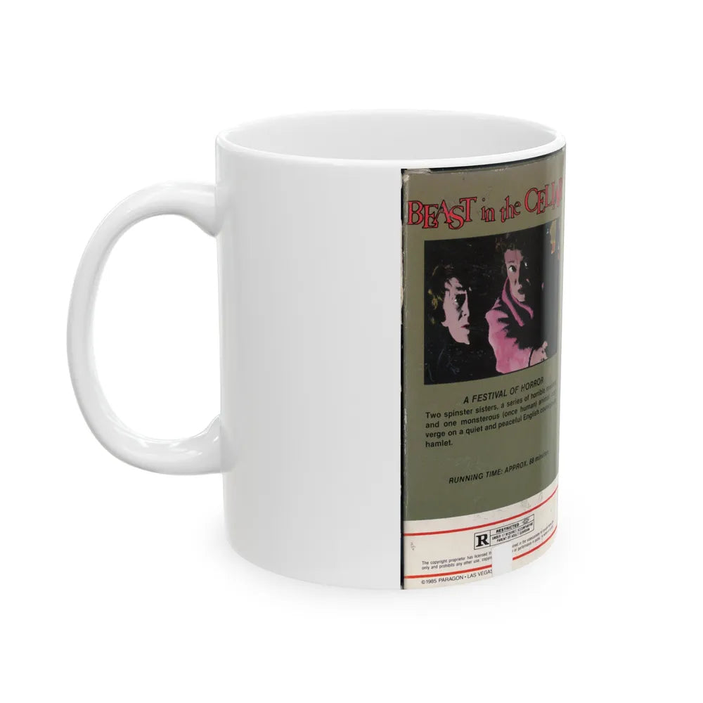 BEAST IN THE CELLAR (VHS COVER) - White Coffee Mug-Go Mug Yourself