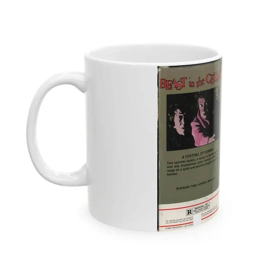 BEAST IN THE CELLAR (VHS COVER) - White Coffee Mug - Go Mug Yourself