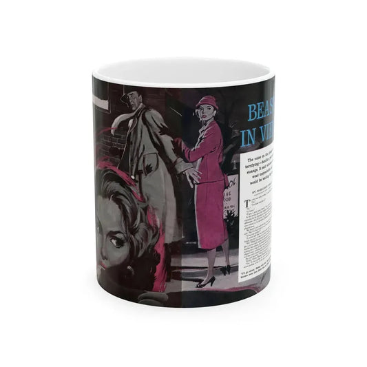 Beast in View, Cosmopolitan, June 1955 - White Coffee Mug 11oz - Go Mug Yourself