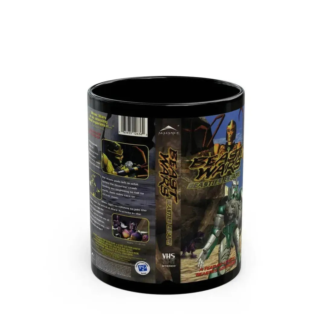 BEAST WARS BEASTIES ESCAPE (VHS COVER) - Black Coffee Mug 11oz - Go Mug Yourself