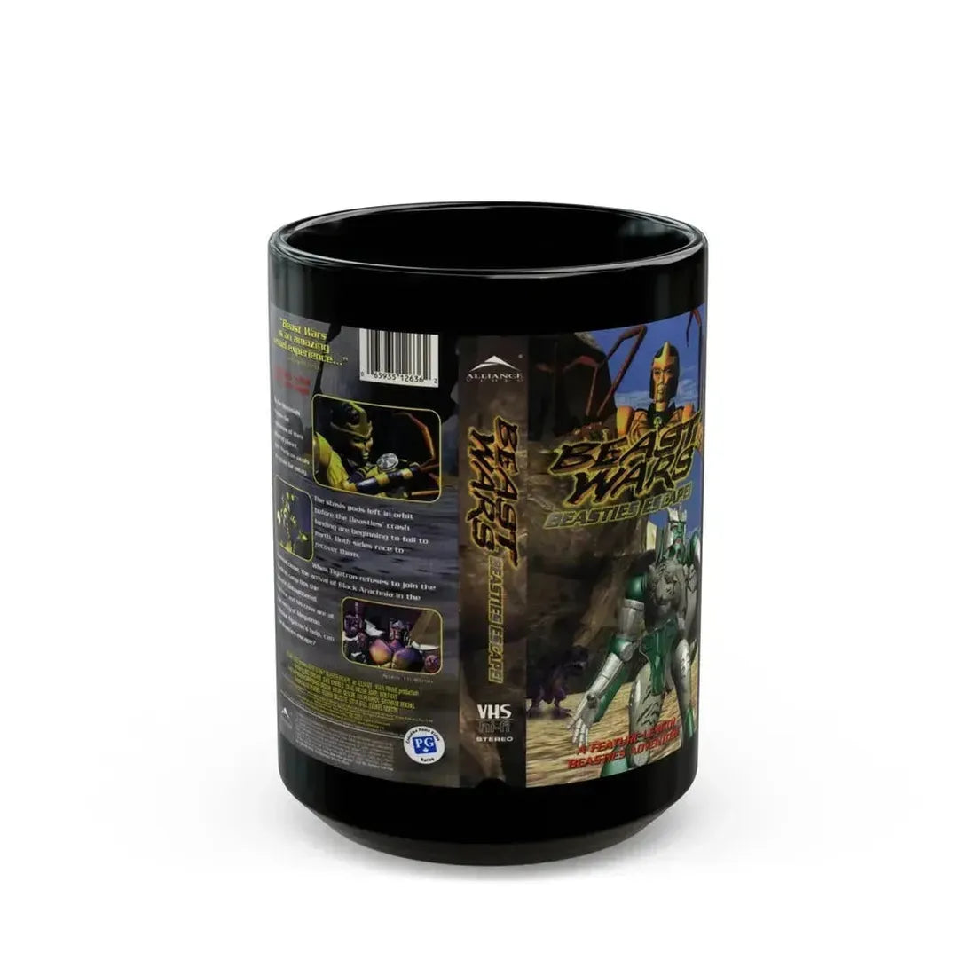 BEAST WARS BEASTIES ESCAPE (VHS COVER) - Black Coffee Mug 15oz - Go Mug Yourself