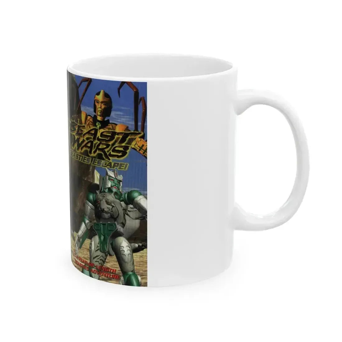 BEAST WARS BEASTIES ESCAPE (VHS COVER) - White Coffee Mug - Go Mug Yourself
