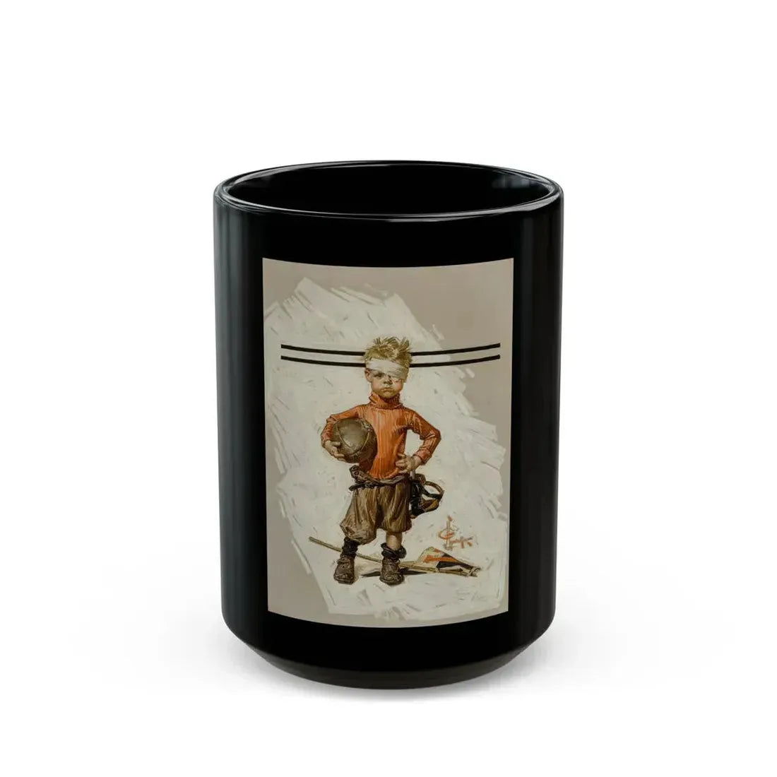 Beat-up Boy, Football Hero, The Saturday Evening Post, November 21, 1914 - Black Coffee Mug 15oz - Go Mug Yourself