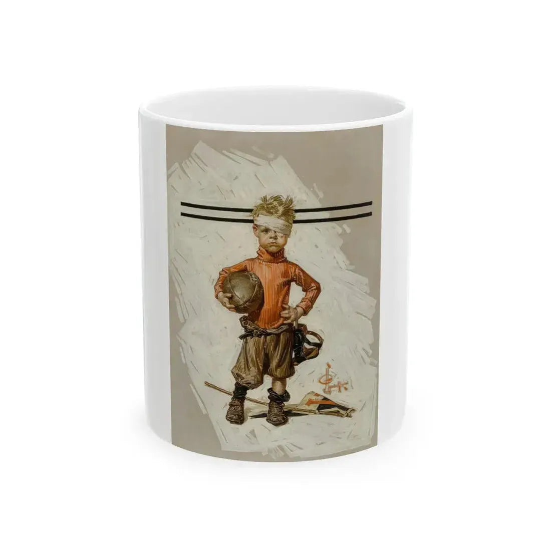 Beat-up Boy, Football Hero, The Saturday Evening Post, November 21, 1914 - White Coffee Mug 11oz - Go Mug Yourself