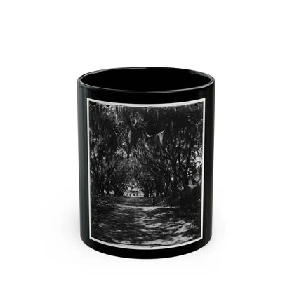 Beaufort, Port Royal Island, South Carolina. Live Oak Avenue Robert B. Rhett's Plantation (U.S. Civil War) Black Coffee Mug 11oz - Go Mug Yourself