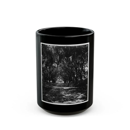Beaufort, Port Royal Island, South Carolina. Live Oak Avenue Robert B. Rhett's Plantation (U.S. Civil War) Black Coffee Mug 15oz - Go Mug Yourself
