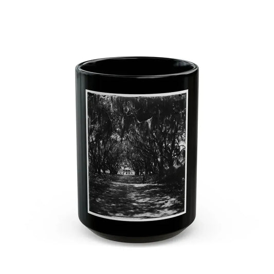 Beaufort, Port Royal Island, South Carolina. Live Oak Avenue Robert B. Rhett's Plantation (U.S. Civil War) Black Coffee Mug 15oz - Go Mug Yourself