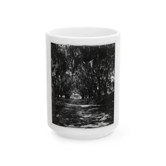 Beaufort, Port Royal Island, South Carolina. Live Oak Avenue Robert B. Rhett's Plantation (U.S. Civil War) White Coffee Mug 15oz - Go Mug Yourself