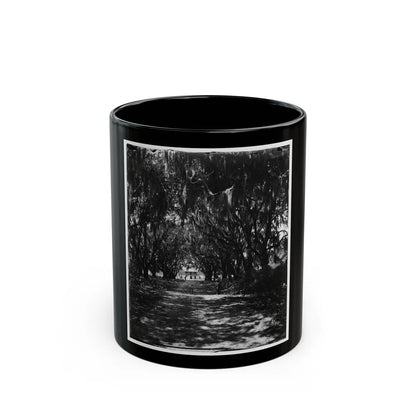 Beaufort, Port Royal Island, South Carolina. Live Oak Avenue Robert B. Rhett's Plantation (U.S. Civil War) Black Coffee Mug-11oz-Go Mug Yourself