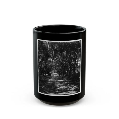 Beaufort, Port Royal Island, South Carolina. Live Oak Avenue Robert B. Rhett's Plantation (U.S. Civil War) Black Coffee Mug-15oz-Go Mug Yourself