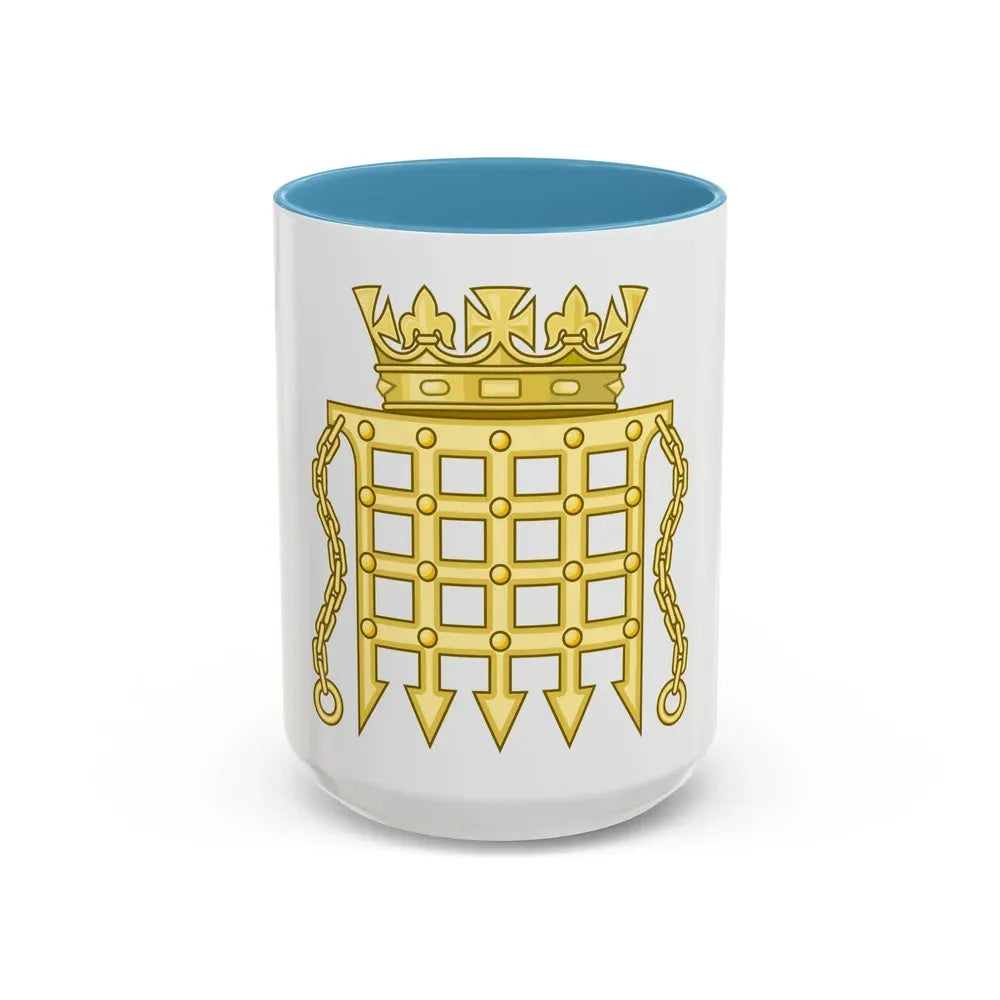 Beaufort Portcullis Badge of the Tudors - Accent Coffee Mug 15oz Light Blue - Go Mug Yourself