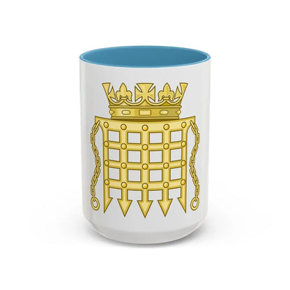 Beaufort Portcullis Badge of the Tudors - Accent Coffee Mug 15oz Light Blue - Go Mug Yourself