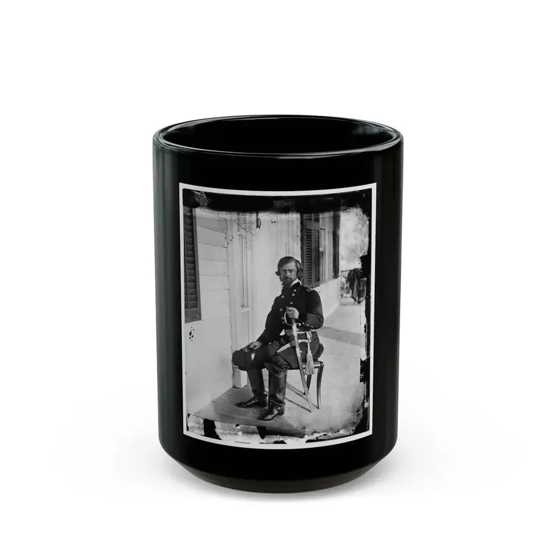 Beaufort, S.C. Gen. Isaac I. Stevens On Same Porch (U.S. Civil War) Black Coffee Mug 15oz - Go Mug Yourself