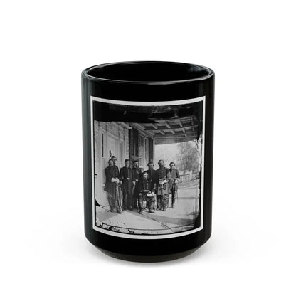 Beaufort, S.C. Gen. Isaac I. Stevens (Seated) And Staff On Porch Of A House (U.S. Civil War) Black Coffee Mug 15oz - Go Mug Yourself