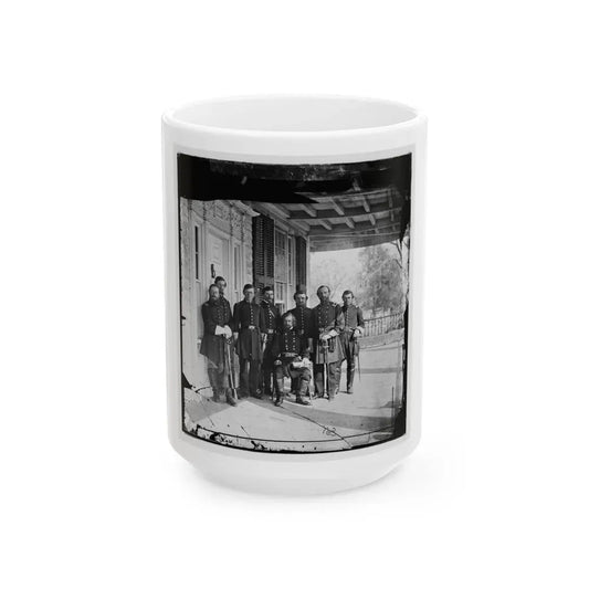 Beaufort, S.C. Gen. Isaac I. Stevens (Seated) And Staff On Porch Of A House (U.S. Civil War) White Coffee Mug 15oz - Go Mug Yourself