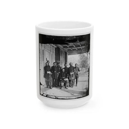 Beaufort, S.C. Gen. Isaac I. Stevens (Seated) And Staff On Porch Of A House (U.S. Civil War) White Coffee Mug 15oz - Go Mug Yourself
