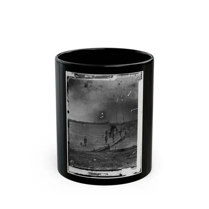 Beaufort, South Carolina. Erecting Pontoon Bridge Across Port Royal River (U.S. Civil War) Black Coffee Mug 11oz - Go Mug Yourself