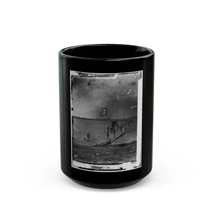 Beaufort, South Carolina. Erecting Pontoon Bridge Across Port Royal River (U.S. Civil War) Black Coffee Mug 15oz - Go Mug Yourself
