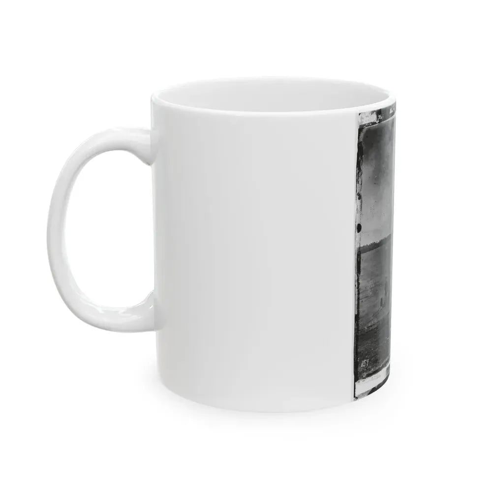 Beaufort, South Carolina. Erecting Pontoon Bridge Across Port Royal River (U.S. Civil War) White Coffee Mug - Go Mug Yourself