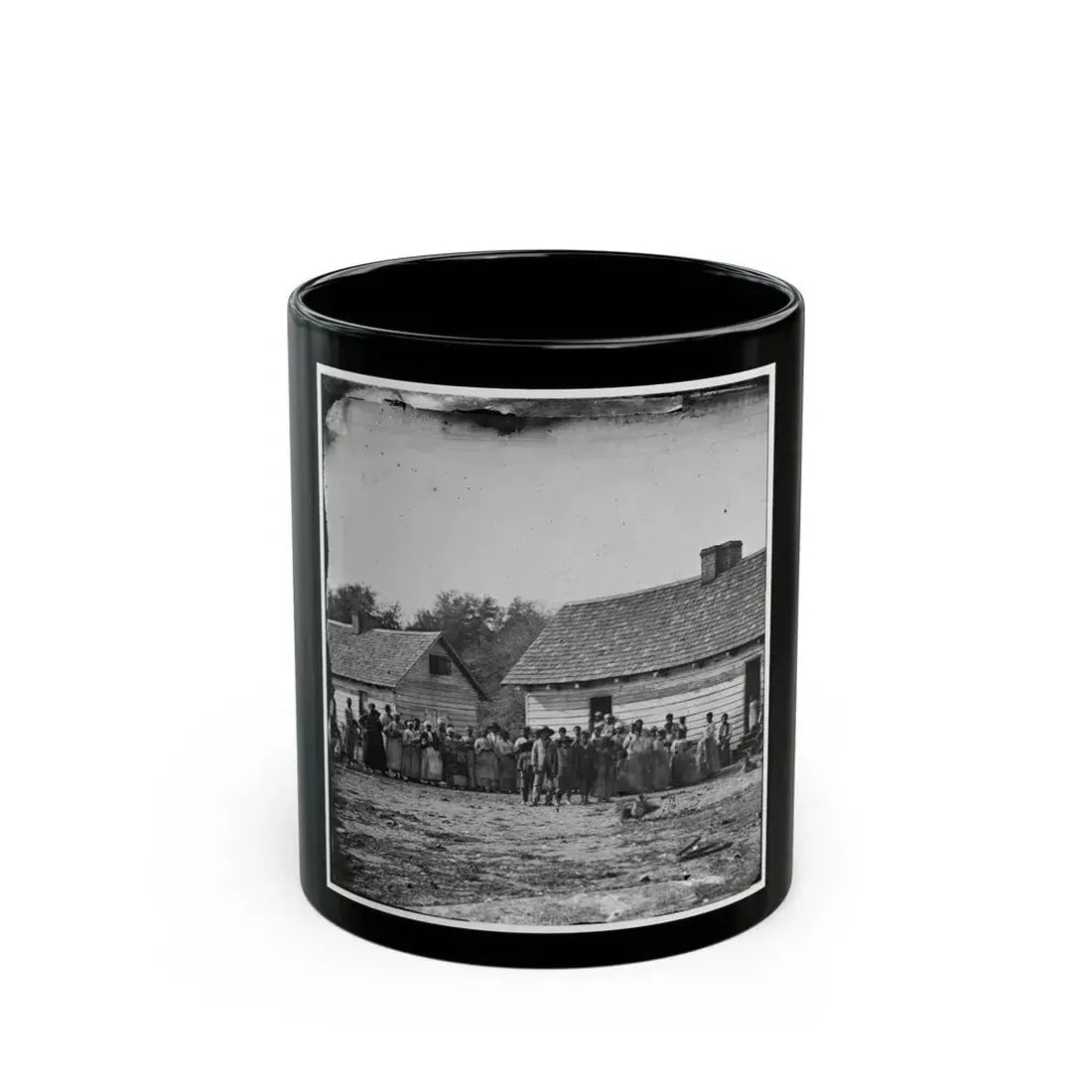 Beaufort, South Carolina. Group Of Negroes On J.J. Smith's Plantation (U.S. Civil War) Black Coffee Mug 11oz - Go Mug Yourself