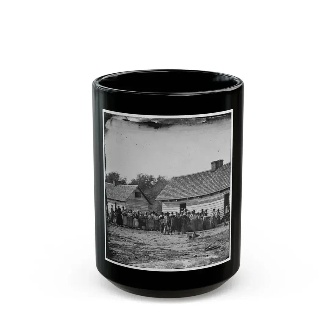 Beaufort, South Carolina. Group Of Negroes On J.J. Smith's Plantation (U.S. Civil War) Black Coffee Mug 15oz - Go Mug Yourself