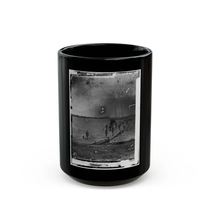 Beaufort, South Carolina. Erecting Pontoon Bridge Across Port Royal River (U.S. Civil War) Black Coffee Mug-15oz-Go Mug Yourself