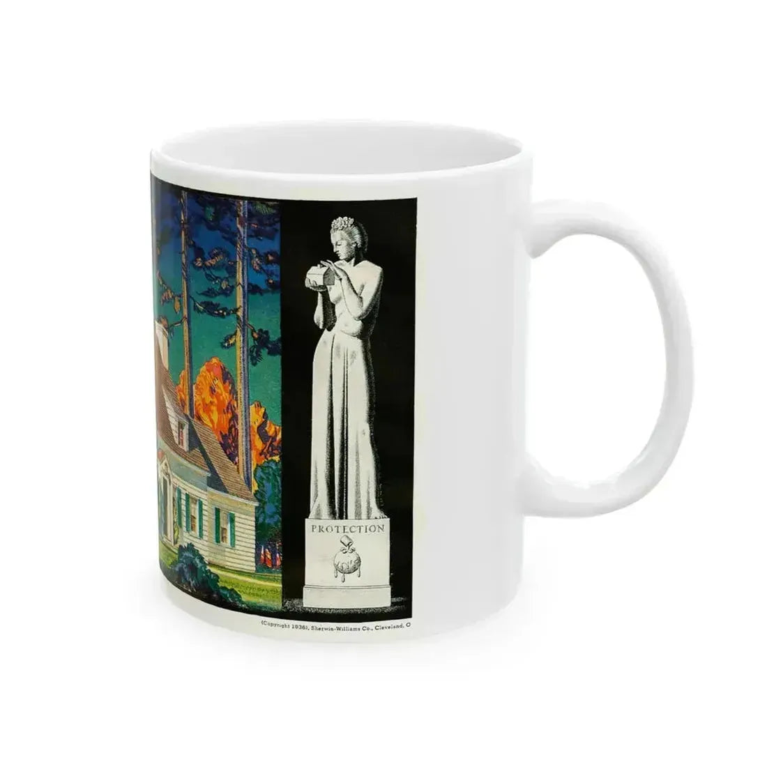 Beauty and Protection (3), 1936 - White Coffee Mug - Go Mug Yourself