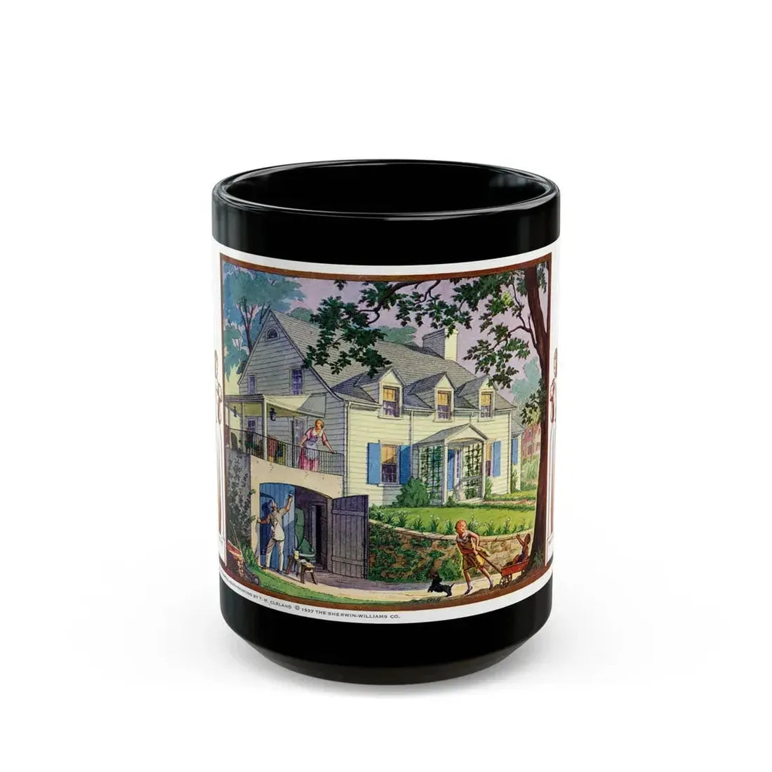 Beauty and Protection (4), 1937 - Black Coffee Mug 15oz - Go Mug Yourself