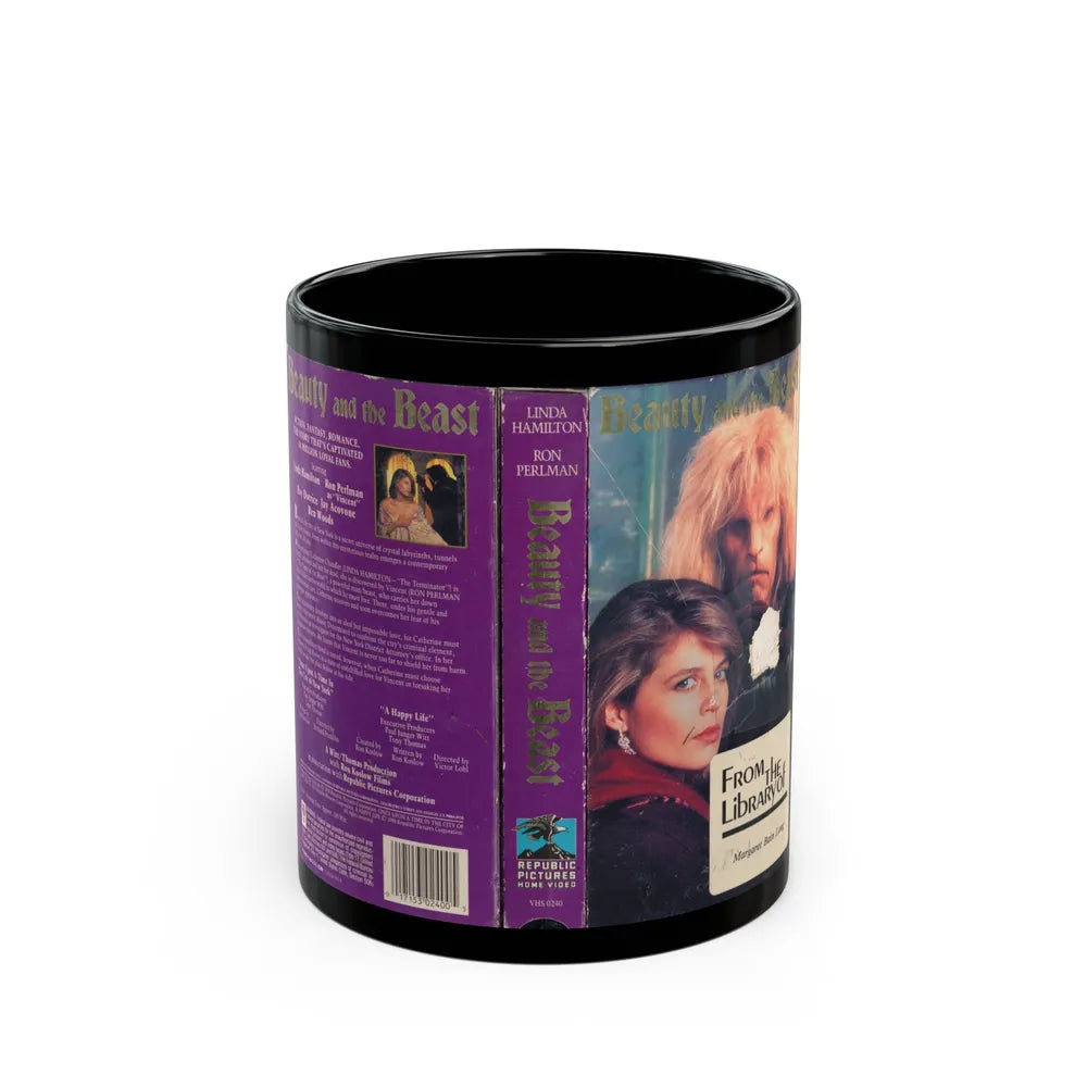 BEAUTY AND THE BEAST TV SHOW (VHS COVER) - Black Coffee Mug-11oz-Go Mug Yourself