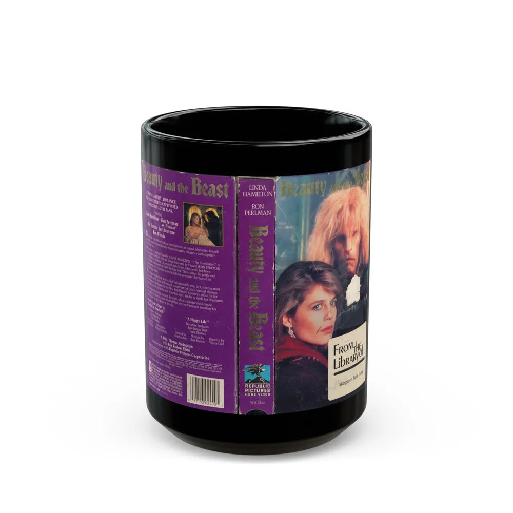 BEAUTY AND THE BEAST TV SHOW (VHS COVER) - Black Coffee Mug-15oz-Go Mug Yourself