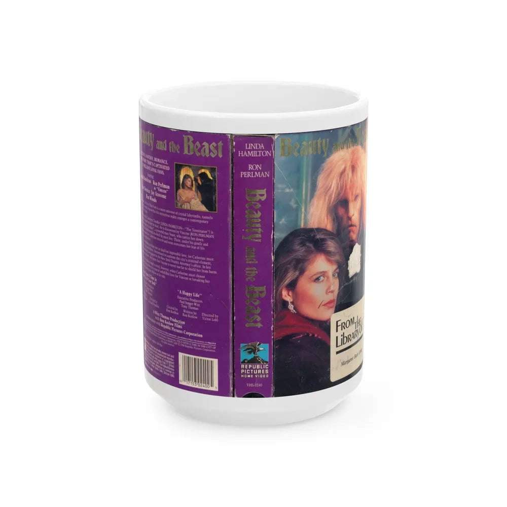 BEAUTY AND THE BEAST TV SHOW (VHS COVER) - White Coffee Mug-15oz-Go Mug Yourself