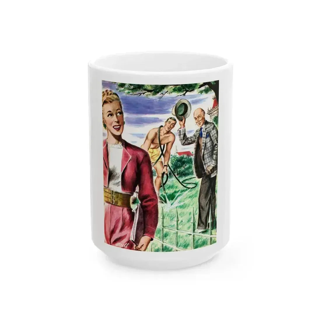 Beauty and the Butler, Liberty magazine, January 4, 1947 - White Coffee Mug 15oz - Go Mug Yourself