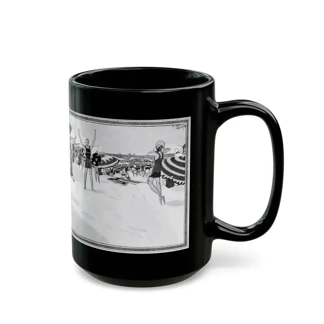 Beauty Bathes in Sun and Wave, McCall's, August 1927 - Black Coffee Mug - Go Mug Yourself