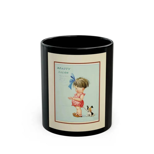 Beauty Salon, Calendar Illustration - Black Coffee Mug 11oz - Go Mug Yourself