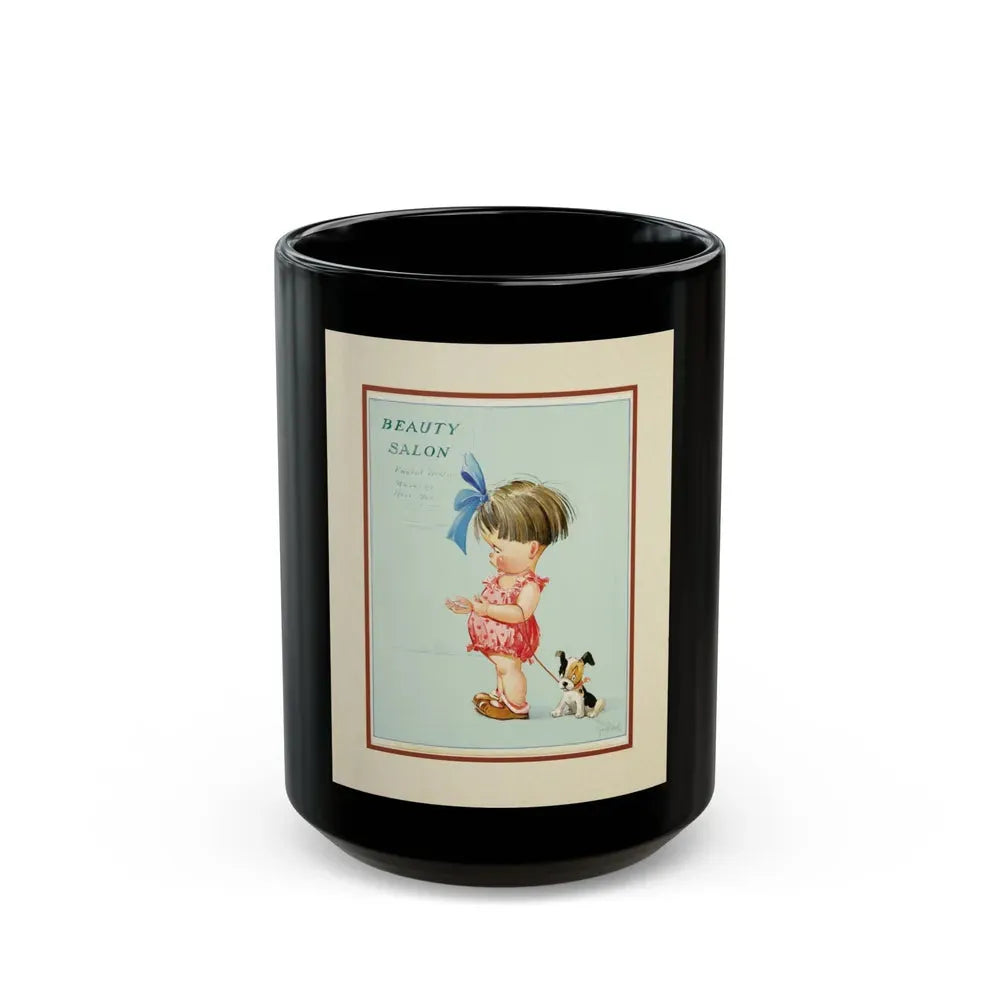 Beauty Salon, Calendar Illustration - Black Coffee Mug 15oz - Go Mug Yourself