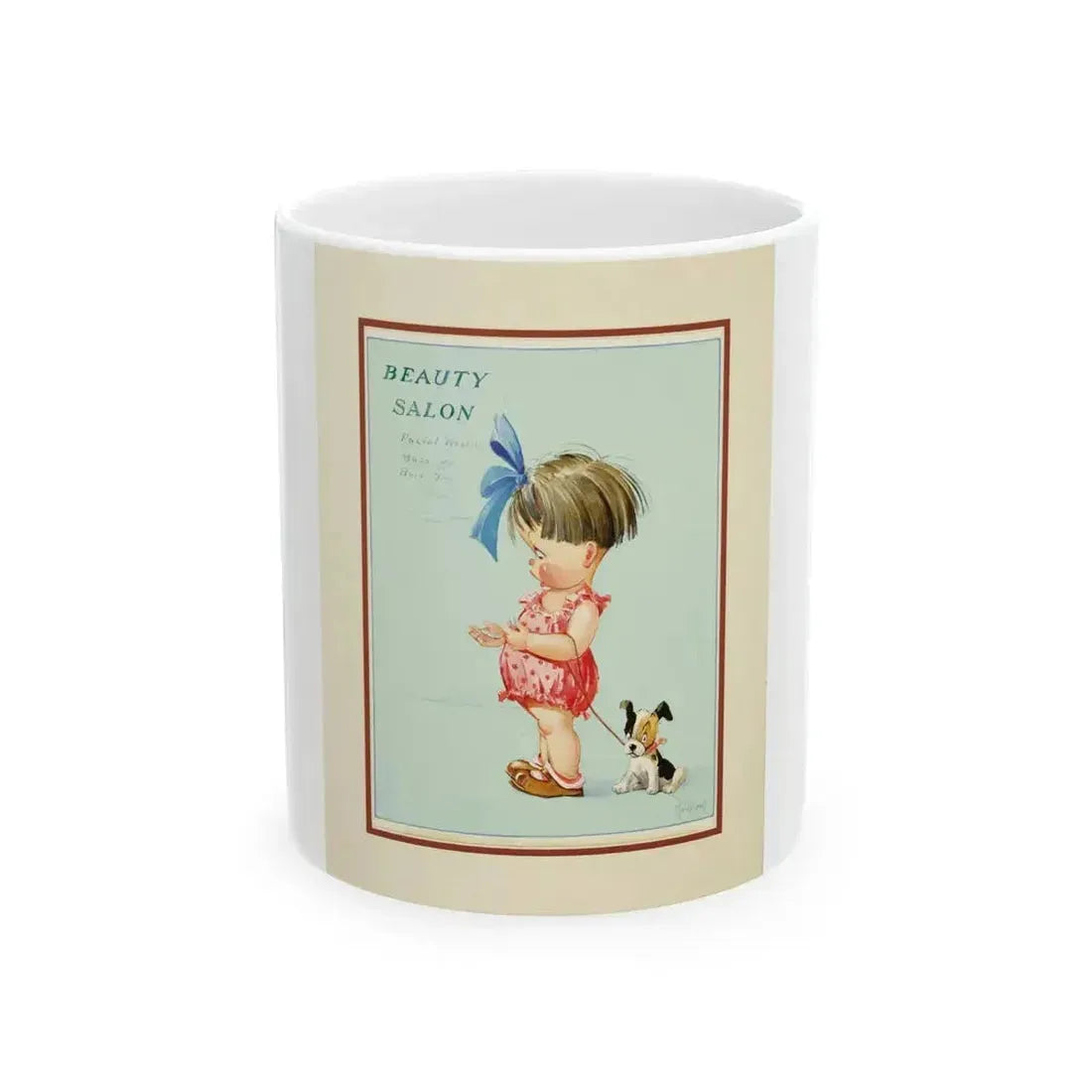 Beauty Salon, Calendar Illustration - White Coffee Mug 11oz - Go Mug Yourself