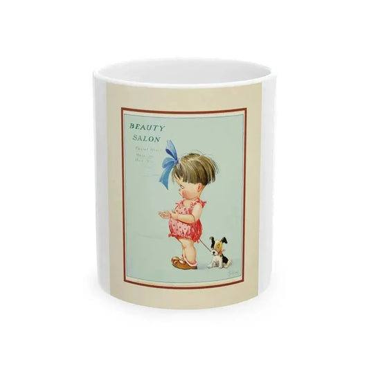 Beauty Salon, Calendar Illustration - White Coffee Mug 11oz - Go Mug Yourself