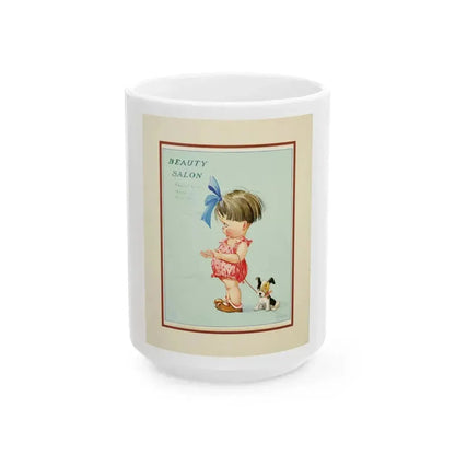 Beauty Salon, Calendar Illustration - White Coffee Mug 15oz - Go Mug Yourself
