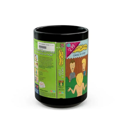 BEAVIS AND BUTTHEAD CHICKS N STUFF (VHS COVER) - Black Coffee Mug 15oz - Go Mug Yourself