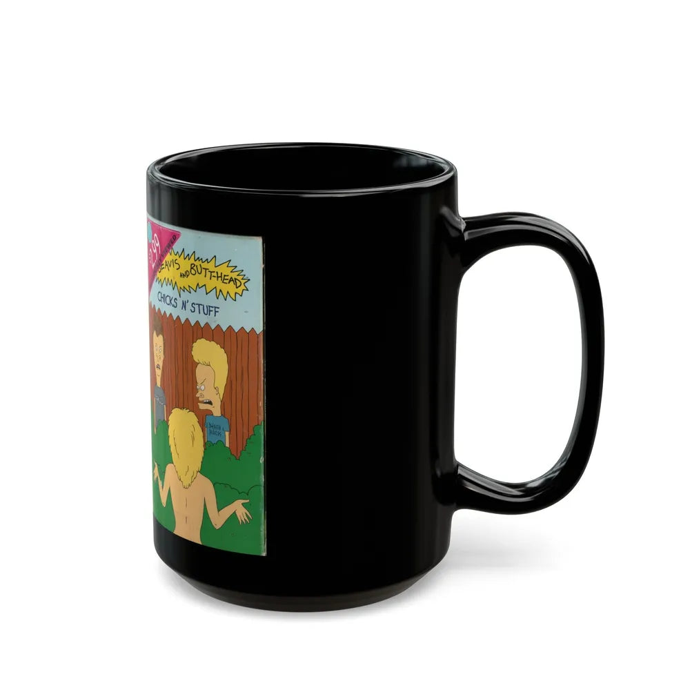 BEAVIS AND BUTTHEAD CHICKS N STUFF (VHS COVER) - Black Coffee Mug-Go Mug Yourself