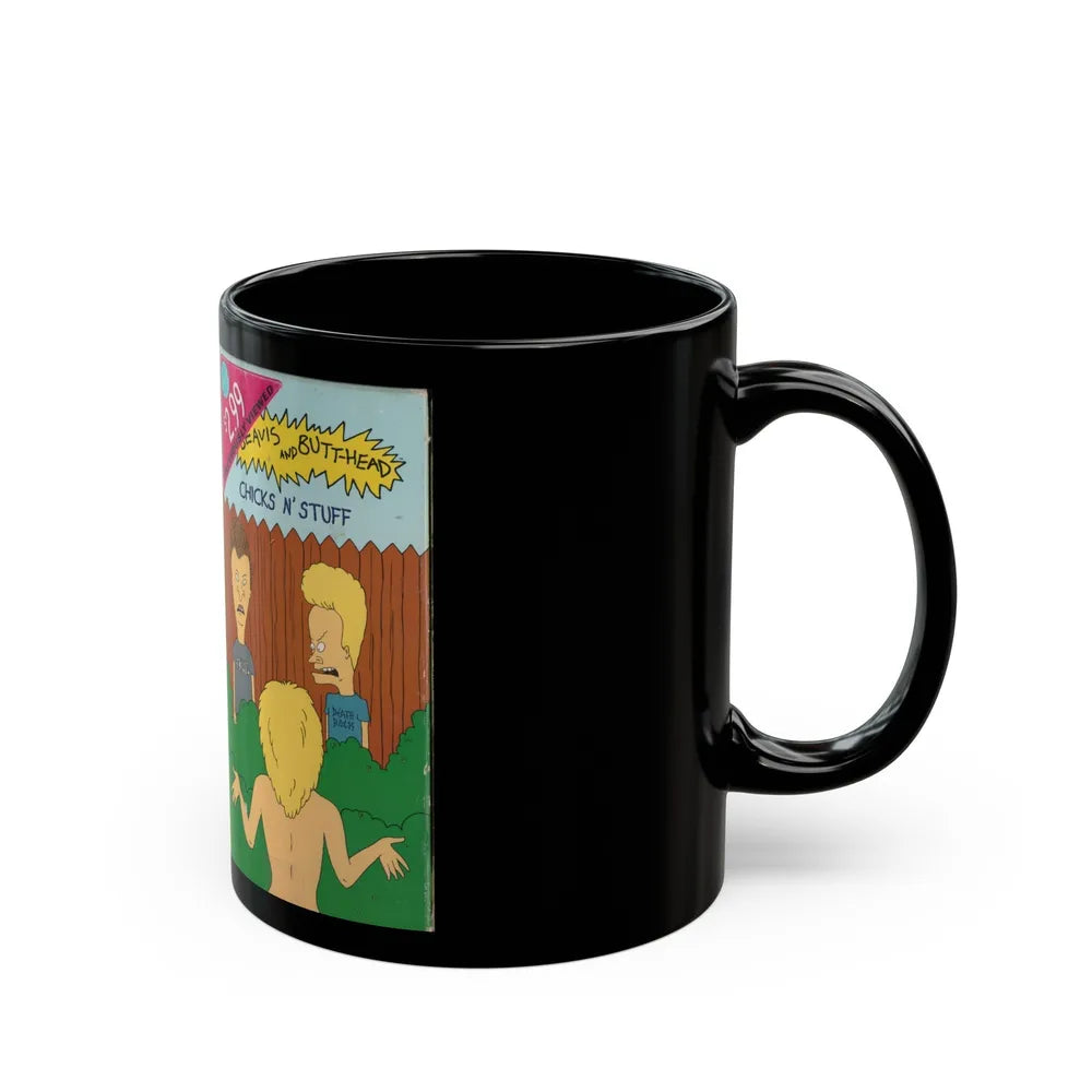 BEAVIS AND BUTTHEAD CHICKS N STUFF (VHS COVER) - Black Coffee Mug-Go Mug Yourself