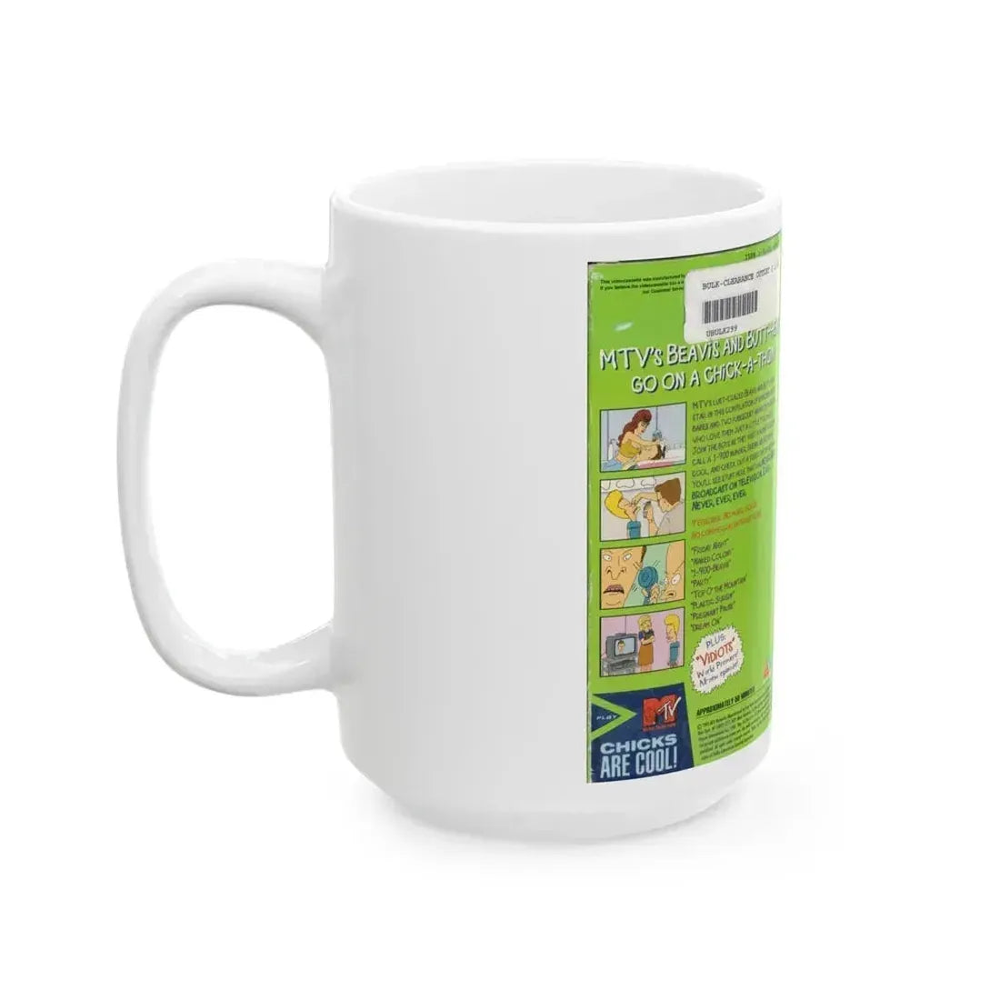 BEAVIS AND BUTTHEAD CHICKS N STUFF (VHS COVER) - White Coffee Mug - Go Mug Yourself