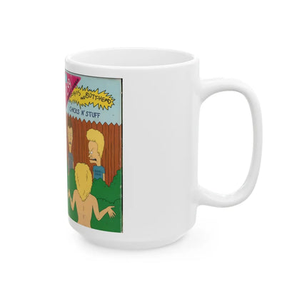 BEAVIS AND BUTTHEAD CHICKS N STUFF (VHS COVER) - White Coffee Mug-Go Mug Yourself