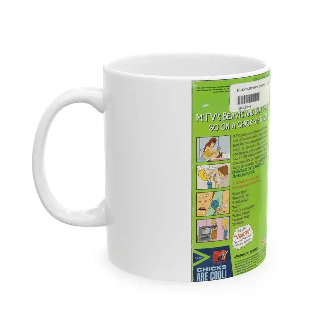 BEAVIS AND BUTTHEAD CHICKS N STUFF (VHS COVER) - White Coffee Mug - Go Mug Yourself