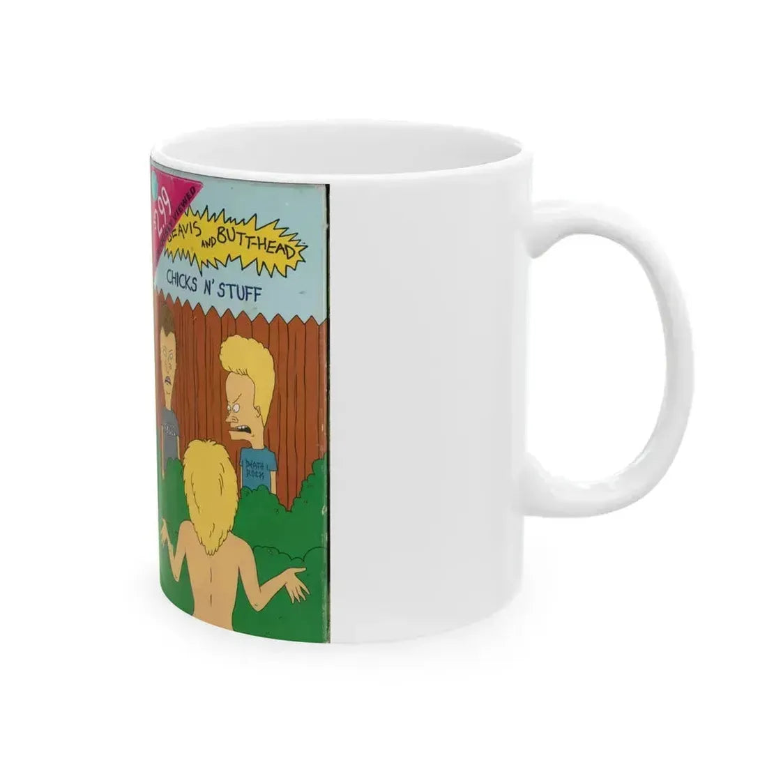 BEAVIS AND BUTTHEAD CHICKS N STUFF (VHS COVER) - White Coffee Mug - Go Mug Yourself