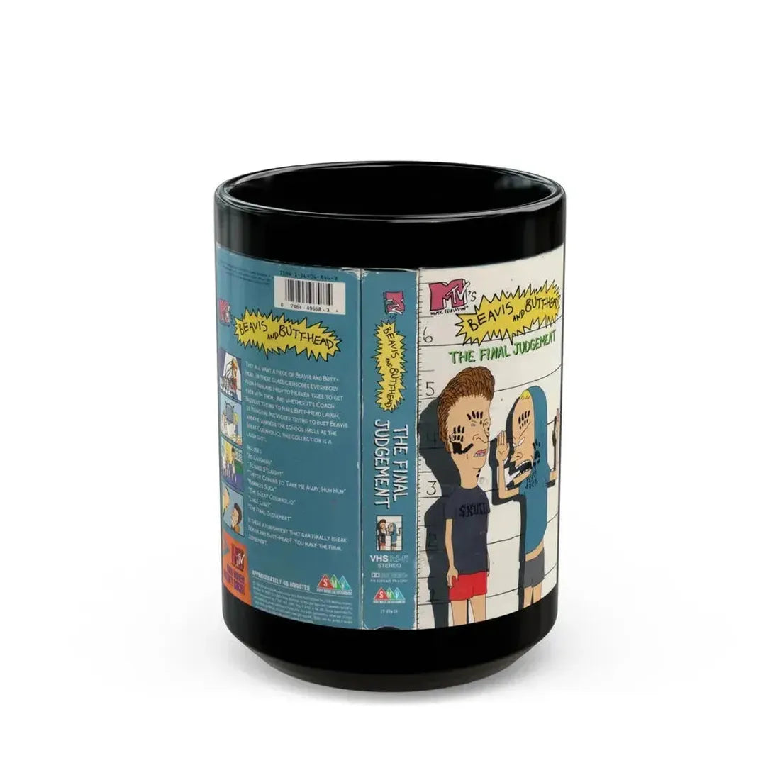 BEAVIS AND BUTTHEAD THE FINAL JUDGEMENT (VHS COVER) - Black Coffee Mug 15oz - Go Mug Yourself