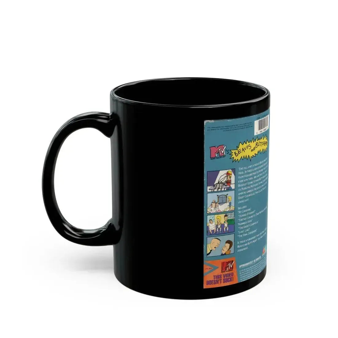 BEAVIS AND BUTTHEAD THE FINAL JUDGEMENT (VHS COVER) - Black Coffee Mug - Go Mug Yourself