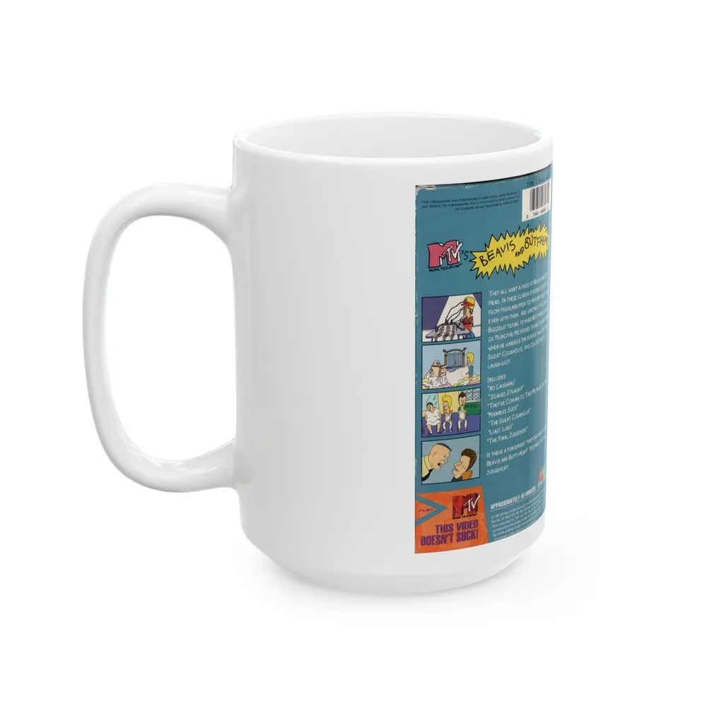 BEAVIS AND BUTTHEAD THE FINAL JUDGEMENT (VHS COVER) - White Coffee Mug-Go Mug Yourself