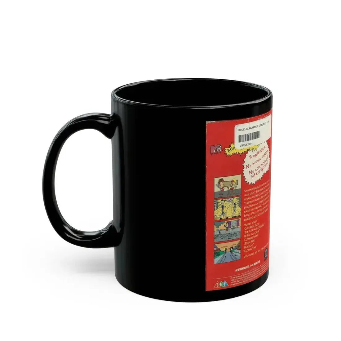 BEAVIS AND BUTTHEAD WORK SUCKS (VHS COVER) - Black Coffee Mug - Go Mug Yourself