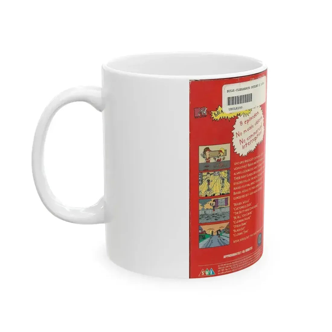 BEAVIS AND BUTTHEAD WORK SUCKS (VHS COVER) - White Coffee Mug - Go Mug Yourself
